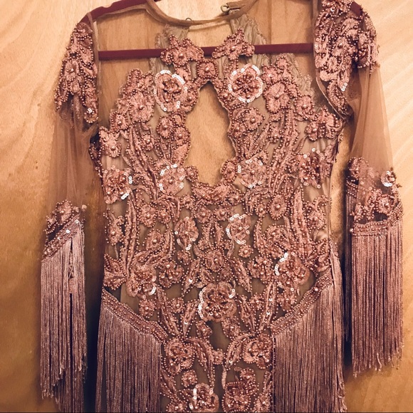 ASOS A Star is Born embellished fringe rose dress - Picture 3 of 8